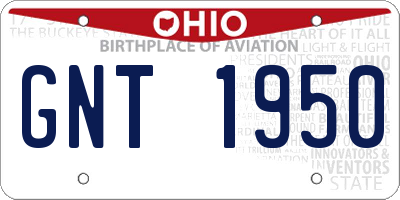 OH license plate GNT1950
