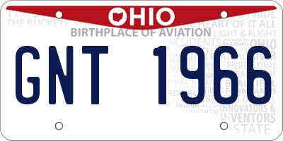 OH license plate GNT1966
