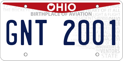 OH license plate GNT2001