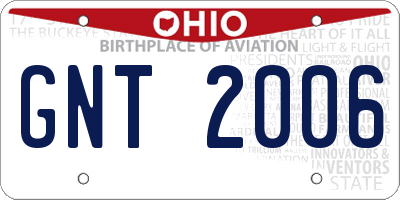 OH license plate GNT2006