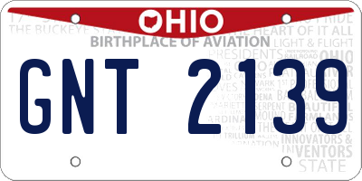 OH license plate GNT2139