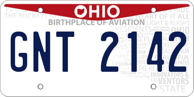 OH license plate GNT2142