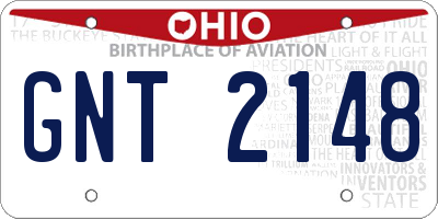 OH license plate GNT2148