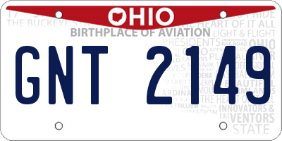 OH license plate GNT2149
