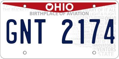 OH license plate GNT2174