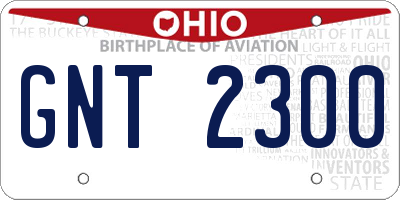 OH license plate GNT2300