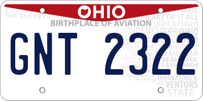 OH license plate GNT2322