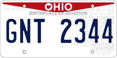 OH license plate GNT2344