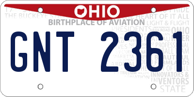 OH license plate GNT2361