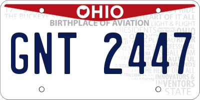 OH license plate GNT2447