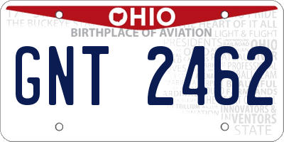 OH license plate GNT2462