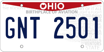 OH license plate GNT2501