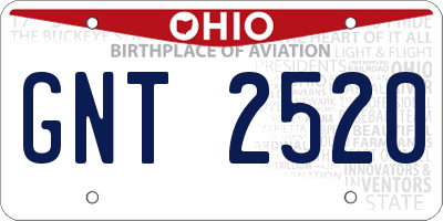 OH license plate GNT2520