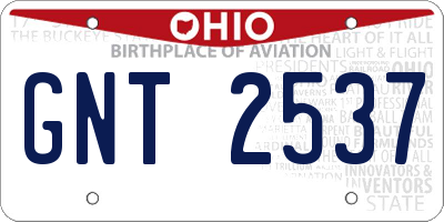 OH license plate GNT2537