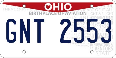 OH license plate GNT2553