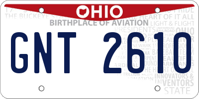 OH license plate GNT2610