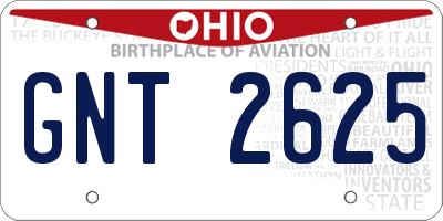 OH license plate GNT2625