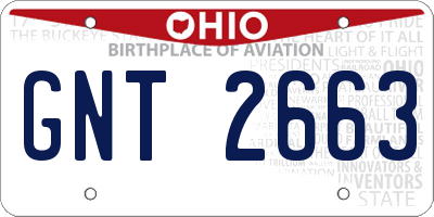 OH license plate GNT2663