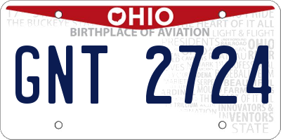 OH license plate GNT2724