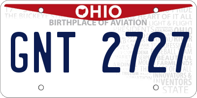 OH license plate GNT2727