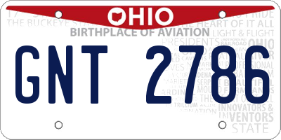 OH license plate GNT2786