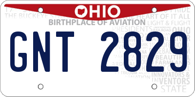 OH license plate GNT2829