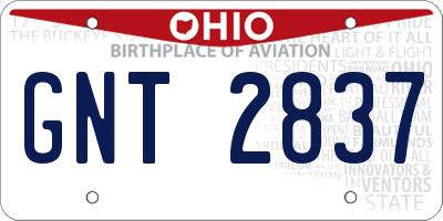 OH license plate GNT2837
