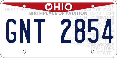 OH license plate GNT2854