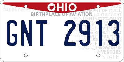 OH license plate GNT2913