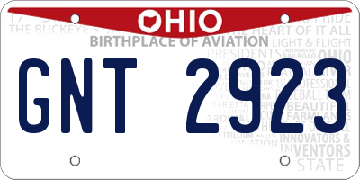 OH license plate GNT2923
