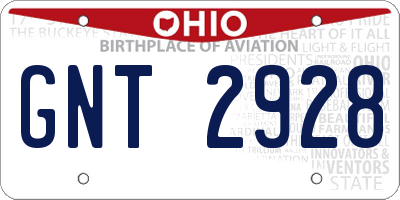OH license plate GNT2928