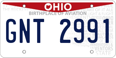 OH license plate GNT2991