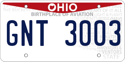 OH license plate GNT3003