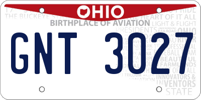 OH license plate GNT3027