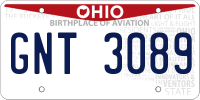 OH license plate GNT3089