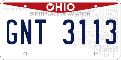 OH license plate GNT3113