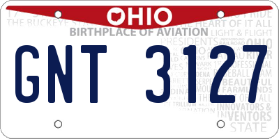 OH license plate GNT3127