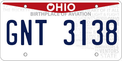 OH license plate GNT3138