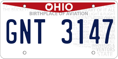 OH license plate GNT3147