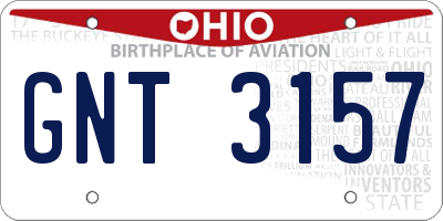 OH license plate GNT3157