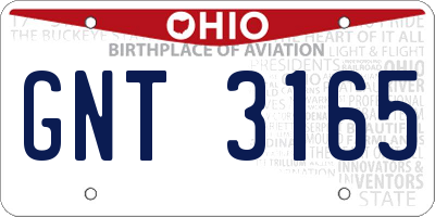 OH license plate GNT3165
