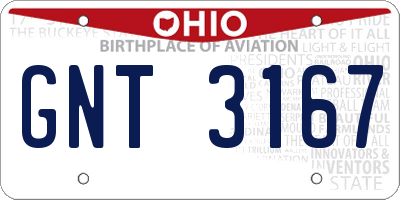OH license plate GNT3167