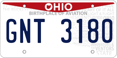 OH license plate GNT3180