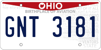 OH license plate GNT3181