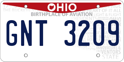 OH license plate GNT3209