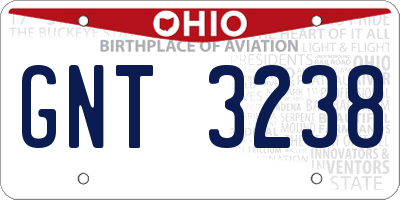 OH license plate GNT3238