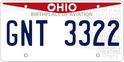 OH license plate GNT3322