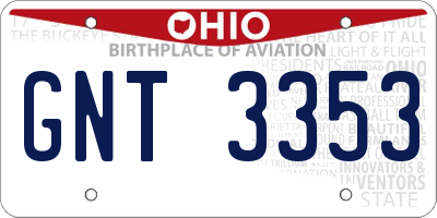 OH license plate GNT3353