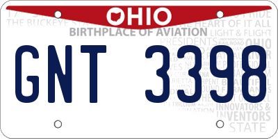 OH license plate GNT3398