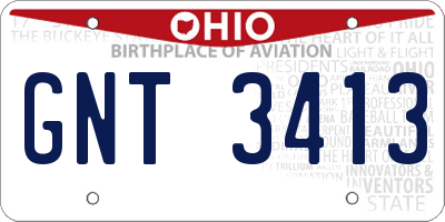 OH license plate GNT3413